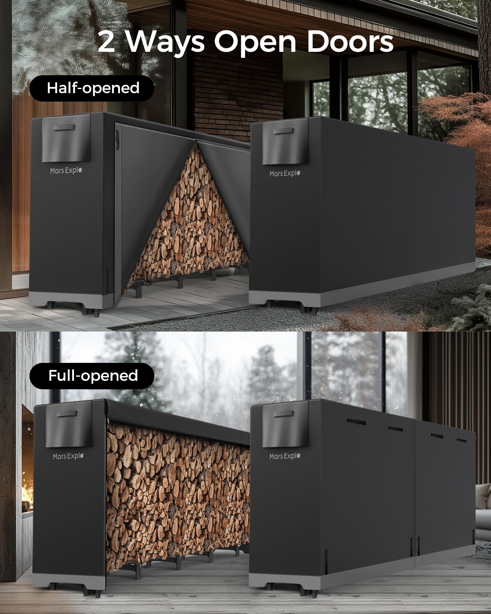 Amazon.com: Mars Explo 8ft Firewood Rack Outdoor with Cover, Heavy